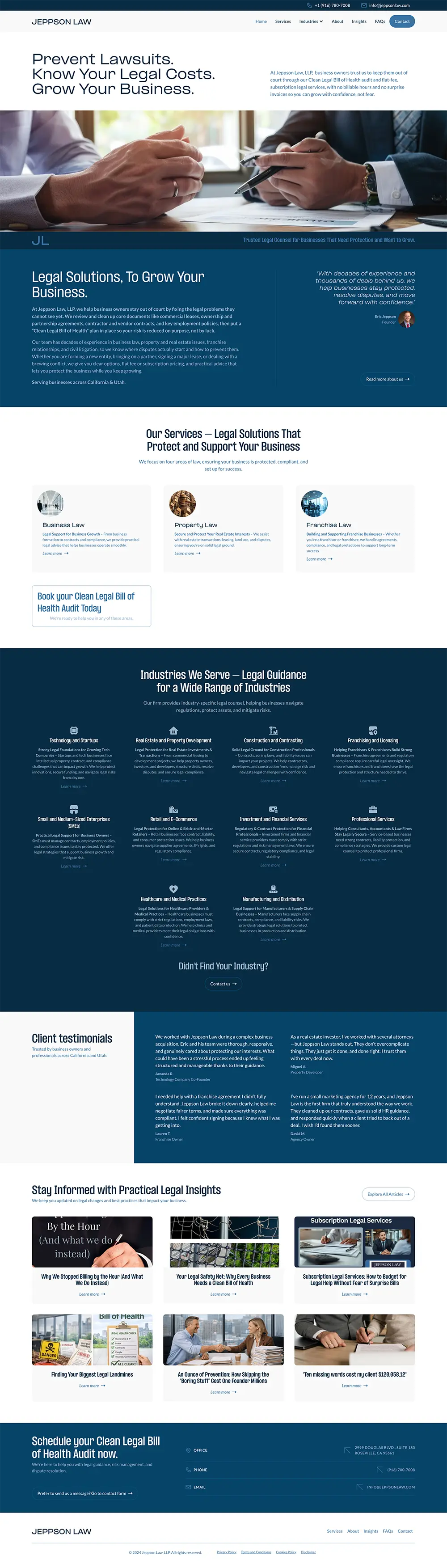 Jeppson Law homepage after redesign