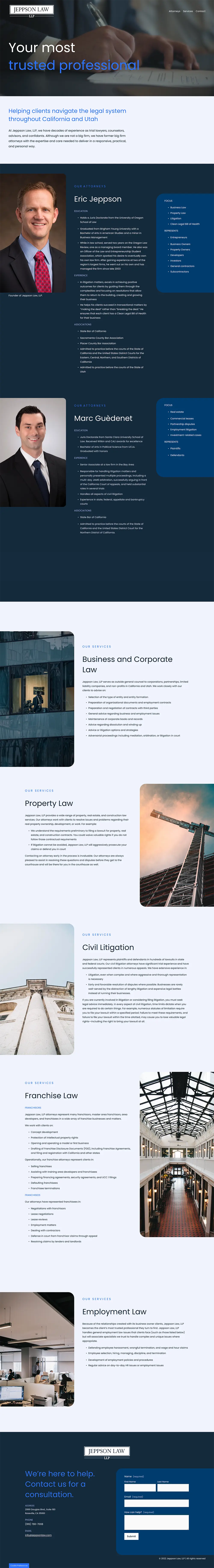 Jeppson Law homepage before redesign